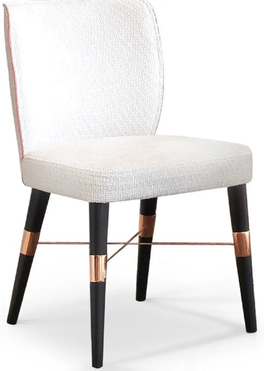 Casa Padrino Luxus Esszimmer Stuhl 6er Set Weiß / Schwarz / Kupfer 50 x 54 x H. 83 cm - Esszimmer Möbel - Restaurant Möbel - Hotel Möbel - Luxus Möbel - Luxus Kollektion