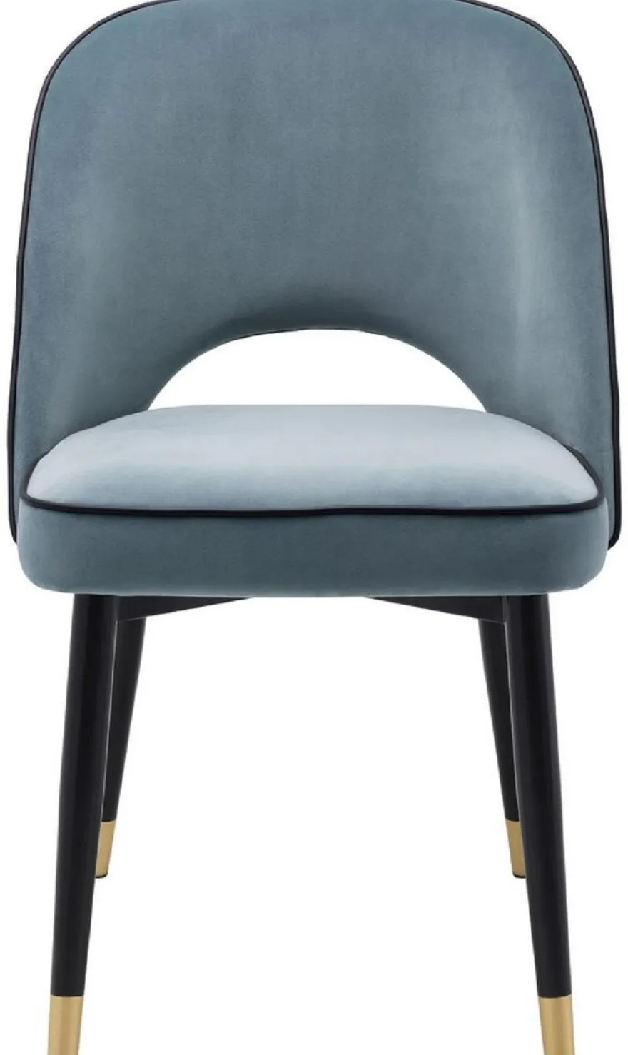 Casa Padrino Luxus Esszimmerstuhl Set Blau / Schwarz / Messing 53 x 56 x H. 84 cm - Esszimmerstühle mit edlem Samtstoff - Esszimmer Möbel