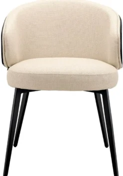 Casa Padrino Luxus Esszimmer Stuhl Sandfarben / Schwarz 57 x 62 x H. 77 cm - Küchenstuhl mit Armlehnen - Esszimmer Möbel - Luxus Möbel - Luxus Qualität