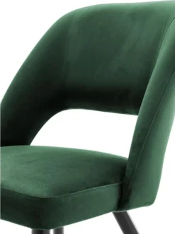 Casa Padrino Luxus Esszimmerstuhl in Grün und Schwarz - Edler Stuhl mit Messing-Akzenten - 52 x 58 x H. 85 cm