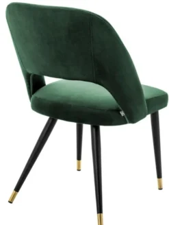 Casa Padrino Luxus Esszimmerstuhl in Grün und Schwarz - Edler Stuhl mit Messing-Akzenten - 52 x 58 x H. 85 cm