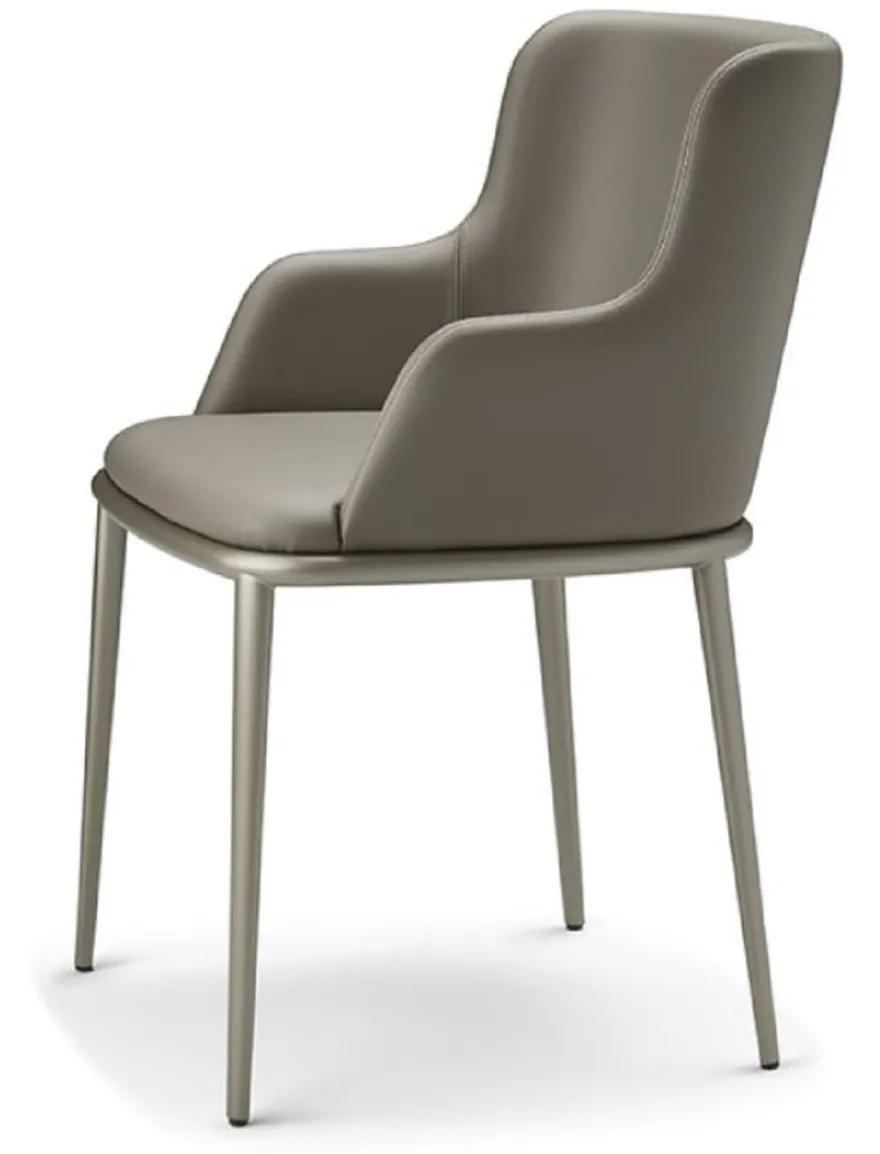 Casa Padrino Luxus Esszimmerstuhl 8er Set Grau / Titanfarben - Luxus Esszimmer & Restaurant Möbel - Luxus Qualität - Made in Italy