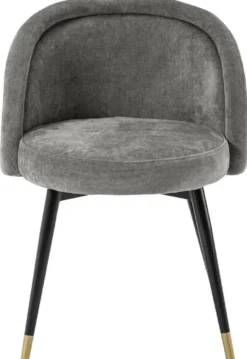 Casa Padrino Luxus Esszimmerstuhl Set Grau / Schwarz / Messing 57,5 x 58 x H. 77 cm - Edle Esszimmerstühle - Luxus Esszimmer Möbel