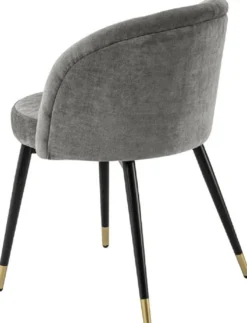 Casa Padrino Luxus Esszimmerstuhl Set Grau / Schwarz / Messing 57,5 x 58 x H. 77 cm - Edle Esszimmerstühle - Luxus Esszimmer Möbel