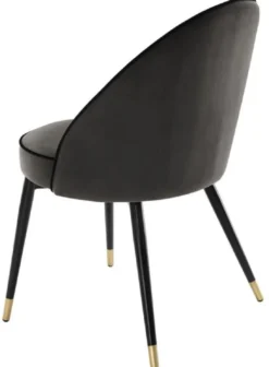 Casa Padrino Luxus Esszimmerstuhl Set Dunkelgrau / Schwarz / Messing 55 x 64 x H. 83 cm - Esszimmermöbel - Luxus Kollektion