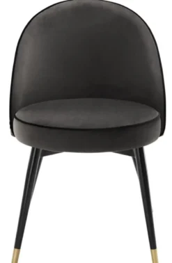 Casa Padrino Luxus Esszimmerstuhl Set Dunkelgrau / Schwarz / Messing 55 x 64 x H. 83 cm - Esszimmermöbel - Luxus Kollektion