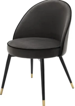 Casa Padrino Luxus Esszimmerstuhl Set Dunkelgrau / Schwarz / Messing 55 x 64 x H. 83 cm - Esszimmermöbel - Luxus Kollektion