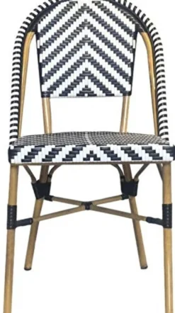 Casa Padrino Luxus Esszimmer Stuhl Weiß / Schwarz / Beige 49 x 46 x H. 91 cm - Luxus Rattan Garten Stuhl - Esszimmer Möbel - Garten Möbel - Rattan Möbel - Luxus Möbel