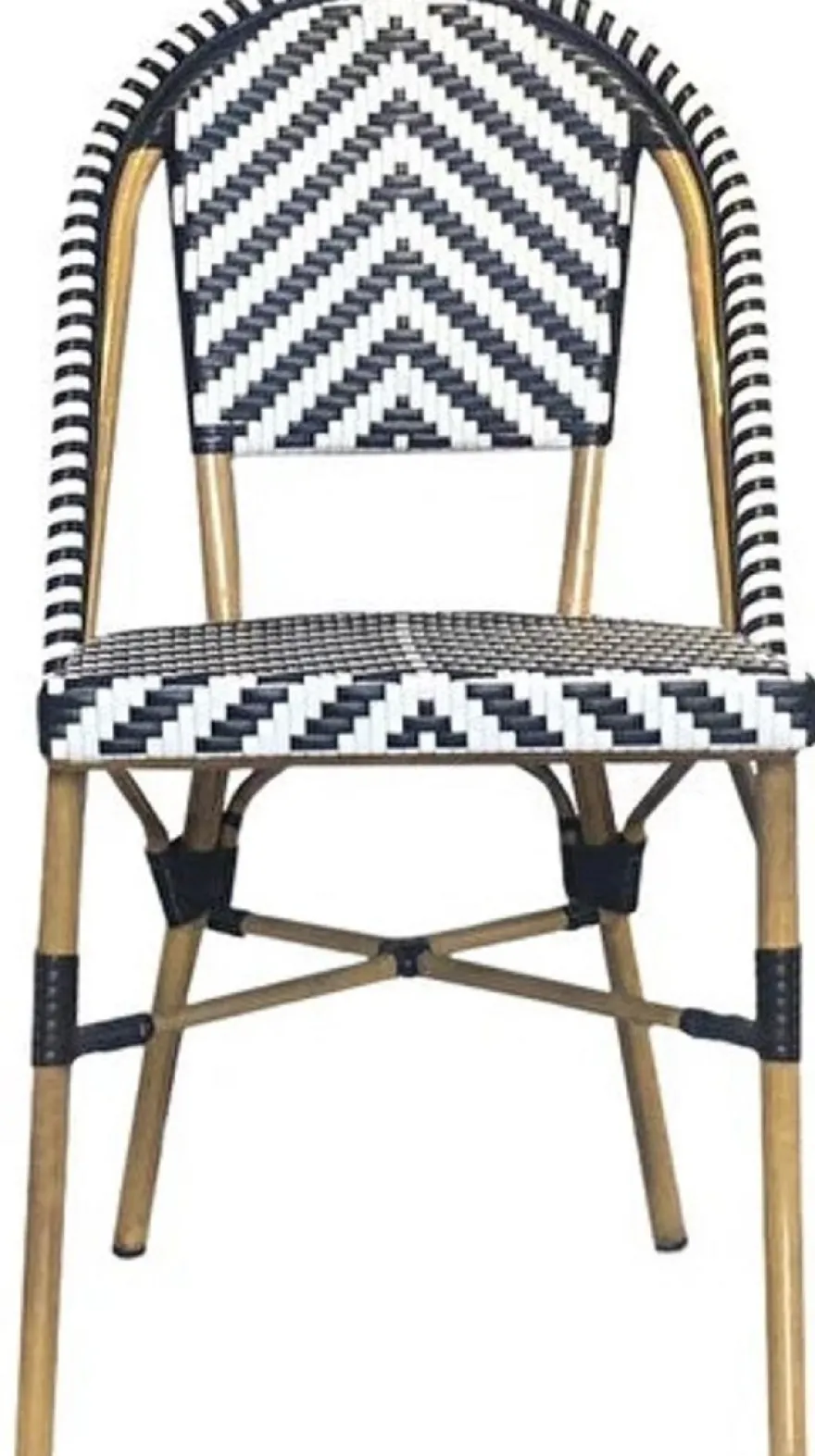 Casa Padrino Luxus Esszimmer Stuhl Weiß / Schwarz / Beige 49 x 46 x H. 91 cm - Luxus Rattan Garten Stuhl - Esszimmer Möbel - Garten Möbel - Rattan Möbel - Luxus Möbel
