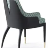 Casa Padrino Luxus Esszimmer Set Grün Muster / Schwarz / Messing - 1 Luxus Esstisch & 8 Luxus Esszimmerstühle - Esszimmer Möbel - Luxus Möbel - Luxus Kollektion