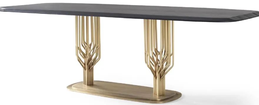 Casa Padrino Luxus Esszimmer Set Grün Muster / Schwarz / Messing - 1 Luxus Esstisch & 8 Luxus Esszimmerstühle - Esszimmer Möbel - Luxus Möbel - Luxus Kollektion