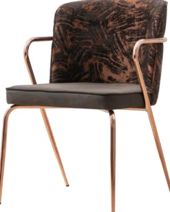 Casa Padrino Luxus Esszimmer Stuhl 6er Set mit Armlehnen Grau / Braun / Schwarz / Kupfer