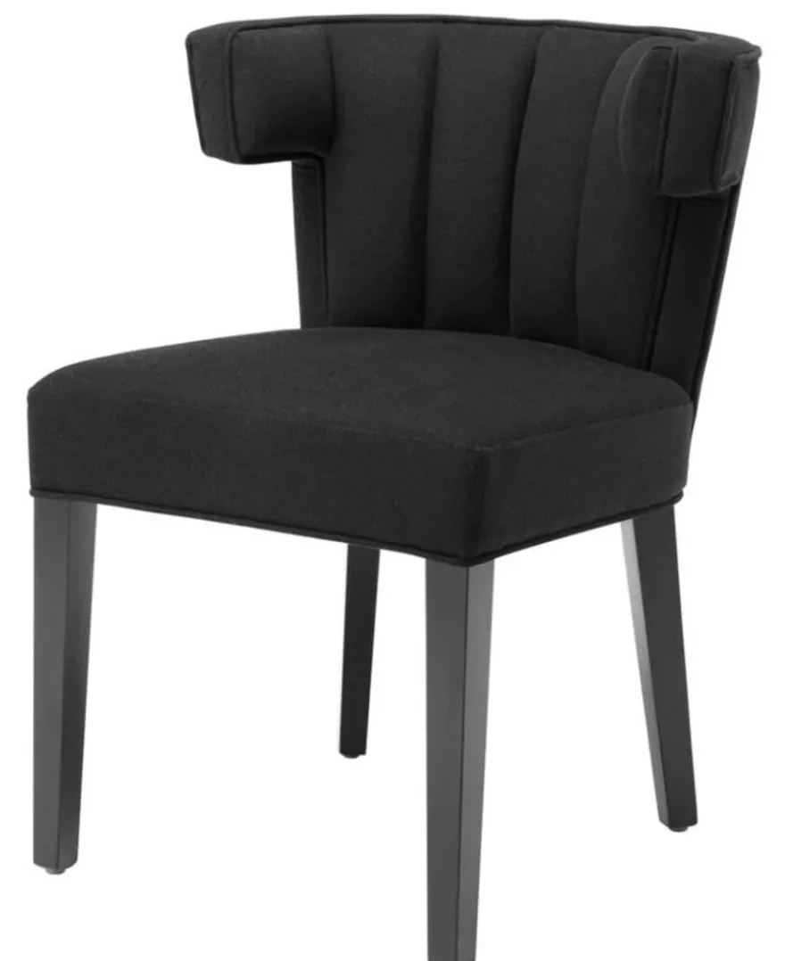 Casa Padrino Luxus Esszimmerstuhl Schwarz - Designer Möbel