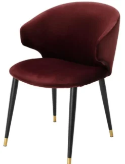 Casa Padrino Luxus Esszimmerstuhl mit Armlehnen Dunkles Bordeauxrot / Schwarz / Gold 57 x 66 x H. 83 cm - Esszimmermöbel