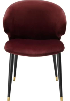 Casa Padrino Luxus Esszimmerstuhl mit Armlehnen Dunkles Bordeauxrot / Schwarz / Gold 57 x 66 x H. 83 cm - Esszimmermöbel