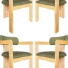 Casa Padrino Luxus Esszimmerstuhl 4er Set mit Armlehnen Grün / Naturfarben 56 x 54 x H. 82 cm - Esszimmer Möbel - Restaurant Möbel - Massivholz Möbel - Luxus Möbel