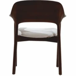 Casa Padrino Luxus Esszimmer Stuhl mit Armlehnen Dunkelbraun / Weiß - Esszimmer Möbel