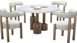Casa Padrino Luxus Esszimmer Set Weiß / Bronze - Luxus Hotel & Restaurant Möbel