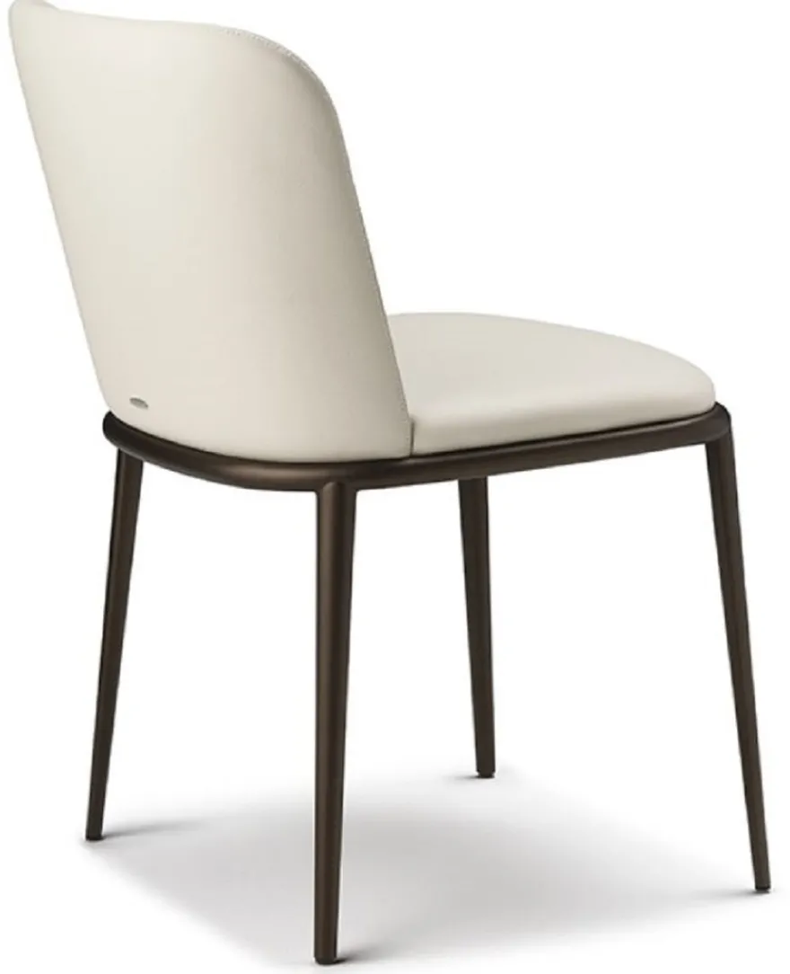 Casa Padrino Luxus Esszimmerstuhl 8er Set Cremefarben / Schwarz - Luxus Esszimmer & Restaurant Möbel - Luxus Qualität - Made in Italy