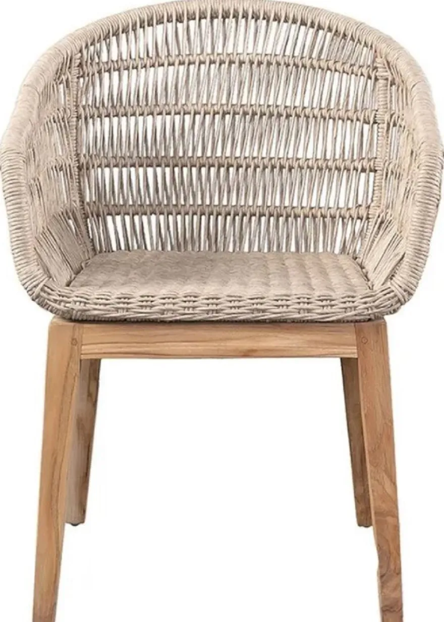 Casa Padrino Luxus Esszimmer Stuhl 4er Set Grau / Naturfarben 60 x 60 x H. 80 cm - Luxus Garten Stühle mit edlem Rattangeflecht - Esszimmer Möbel - Garten Möbel - Rattan Möbel - Luxus Möbel