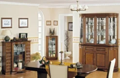 Casa Padrino Luxus Esszimmerschrank Braun 159,5 x 42 x H. 212,5 cm - Massivholz Küchenschrank - 2 Teiliger Vitrinenschrank - Luxus Massivholz Esszimmer Möbel