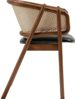 Casa Padrino Luxus Esszimmer Stuhl mit Armlehnen Braun / Naturfarben / Dunkelgrün H. 77 cm