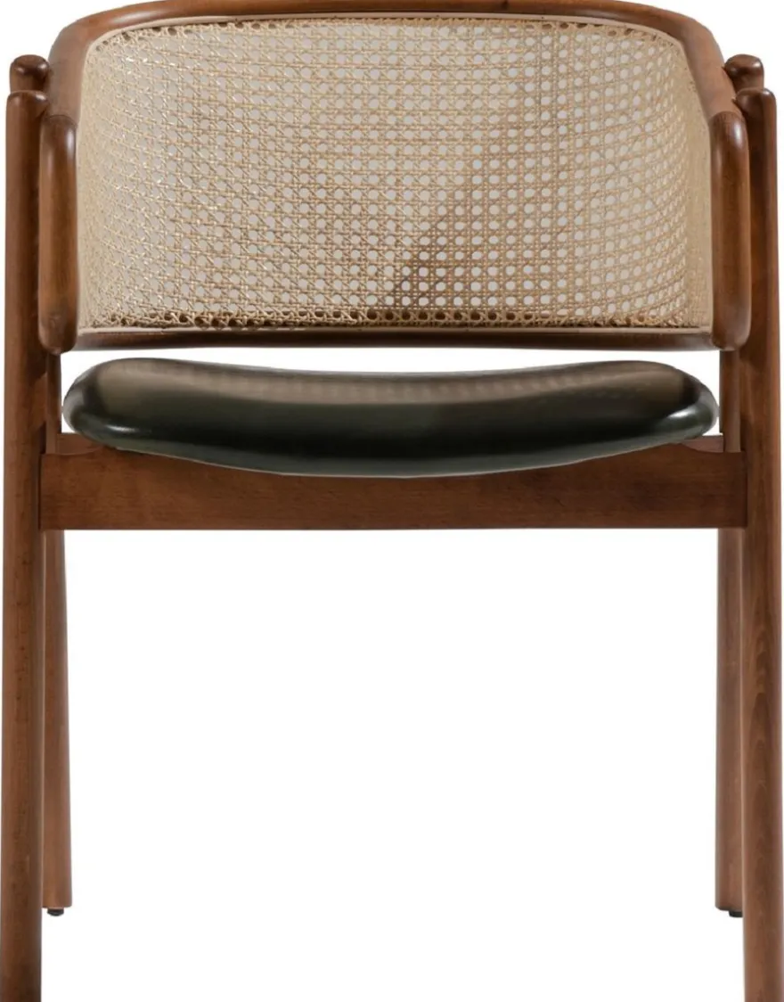Casa Padrino Luxus Esszimmer Stuhl mit Armlehnen Braun / Naturfarben / Dunkelgrün H. 77 cm