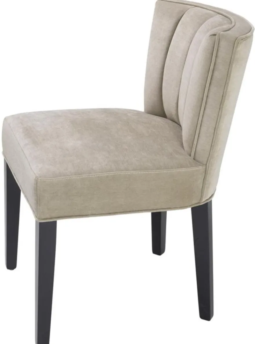 Casa Padrino Luxus Esszimmerstuhl Greige / Schwarz 51 x 62 x H. 82 cm - Luxus Esszimmer Möbel
