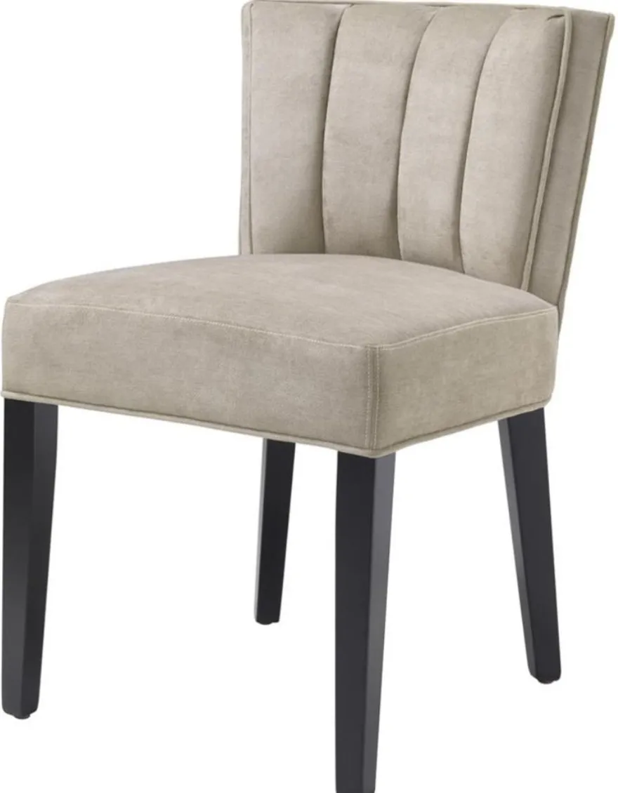 Casa Padrino Luxus Esszimmerstuhl Greige / Schwarz 51 x 62 x H. 82 cm - Luxus Esszimmer Möbel