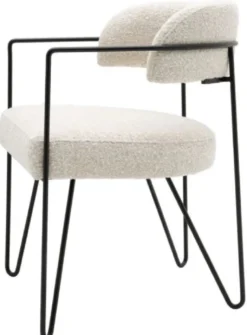 Casa Padrino Luxus Esszimmer Stuhl mit Armlehnen Weiß / Schwarz H. 75 cm