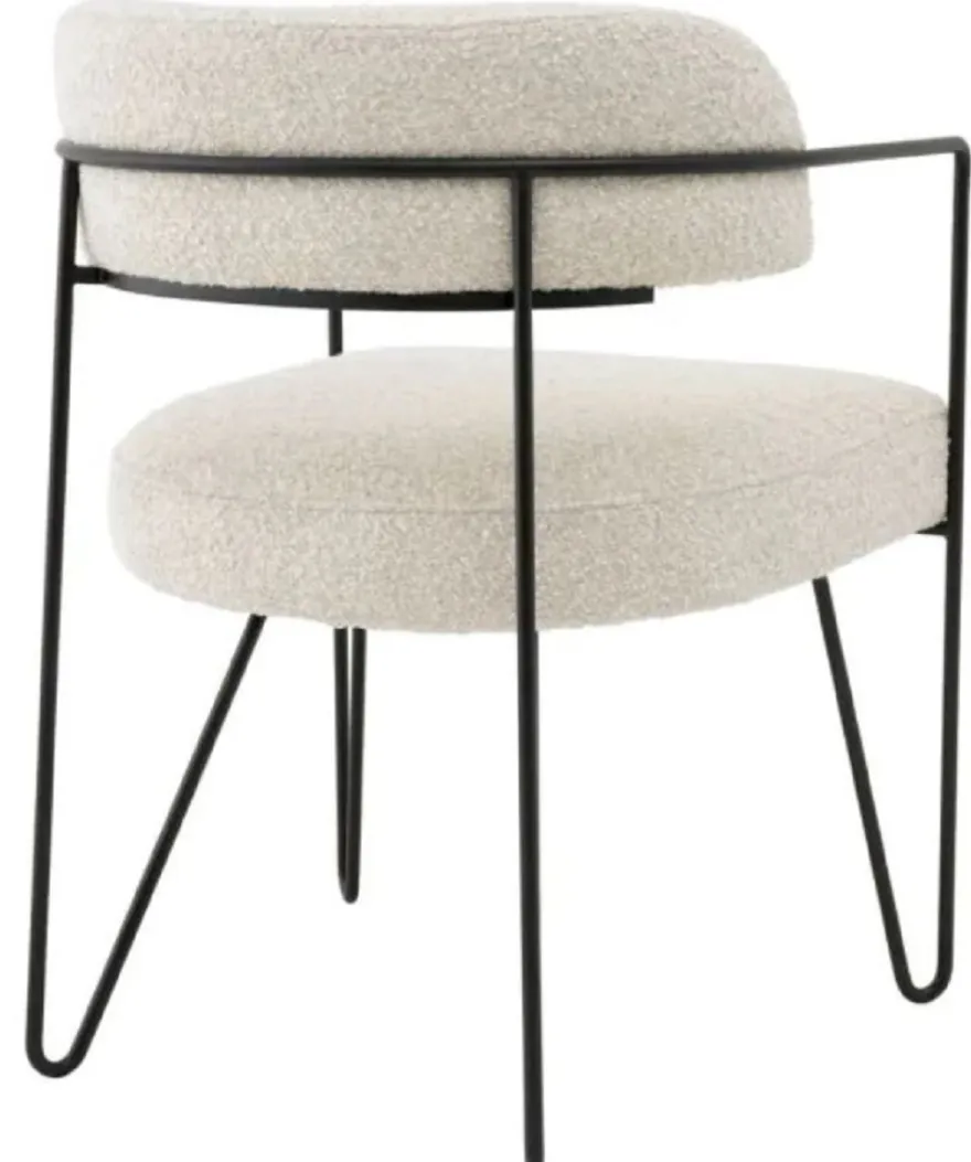 Casa Padrino Luxus Esszimmer Stuhl mit Armlehnen Weiß / Schwarz H. 75 cm