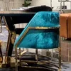 Casa Padrino Luxus Esszimmerstuhl Türkis / Gold 60 x 56 x H. 80 cm - Luxus Esszimmer Möbel - Luxus Qualität