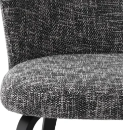 Casa Padrino Luxus Esszimmerstuhl Schwarz / Schwarz 57 x 69 x H. 81 cm - Gepolsterter Küchenstuhl im Retro Design - Luxus Retro Esszimmer Möbel