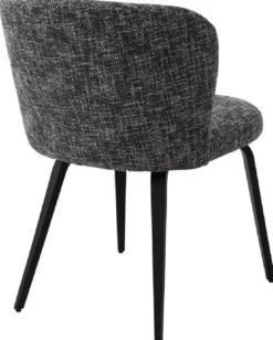 Casa Padrino Luxus Esszimmerstuhl Schwarz / Schwarz 57 x 69 x H. 81 cm - Gepolsterter Küchenstuhl im Retro Design - Luxus Retro Esszimmer Möbel