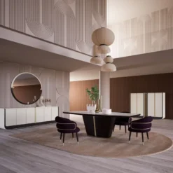 Casa Padrino Luxus Esszimmer Stuhl 6er Set Lila / Schwarz / Beige - Küchen Stühle mit Armlehnen - Esszimmer Möbel - Restaurant Möbel - Hotel Möbel - Luxus Möbel