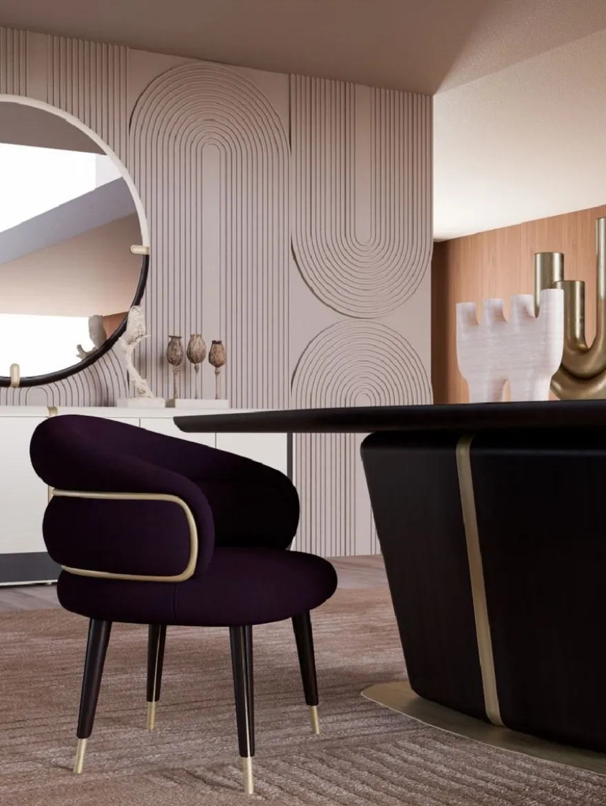 Casa Padrino Luxus Esszimmer Stuhl 6er Set Lila / Schwarz / Beige - Küchen Stühle mit Armlehnen - Esszimmer Möbel - Restaurant Möbel - Hotel Möbel - Luxus Möbel
