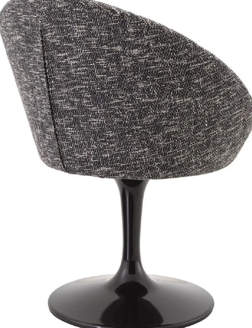 Casa Padrino Luxus Esszimmerstuhl Schwarz 67 x 57 x H. 78,5 cm - Drehstuhl im 60er Jahre Design - Luxus Esszimmer Möbel