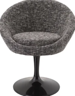 Casa Padrino Luxus Esszimmerstuhl Schwarz 67 x 57 x H. 78,5 cm - Drehstuhl im 60er Jahre Design - Luxus Esszimmer Möbel