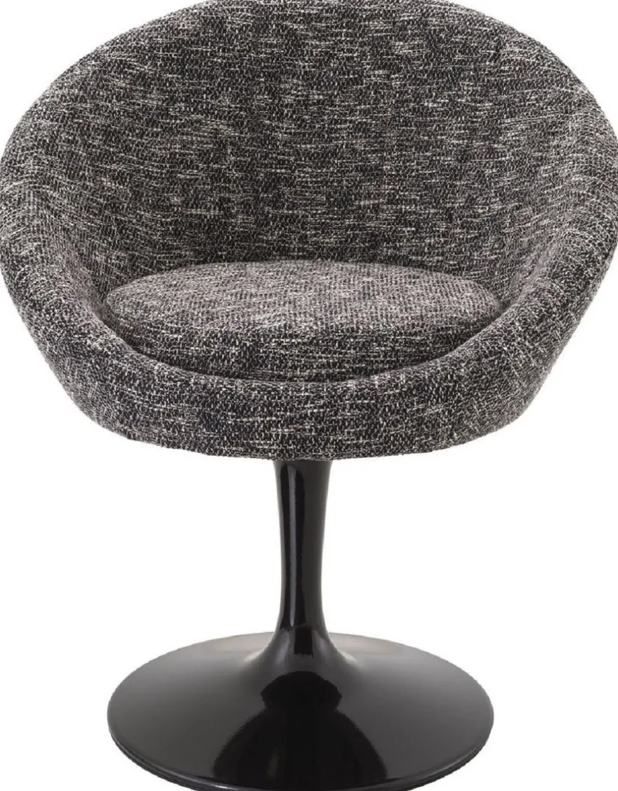 Casa Padrino Luxus Esszimmerstuhl Schwarz 67 x 57 x H. 78,5 cm - Drehstuhl im 60er Jahre Design - Luxus Esszimmer Möbel