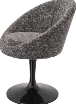 Casa Padrino Luxus Esszimmerstuhl Schwarz 67 x 57 x H. 78,5 cm - Drehstuhl im 60er Jahre Design - Luxus Esszimmer Möbel