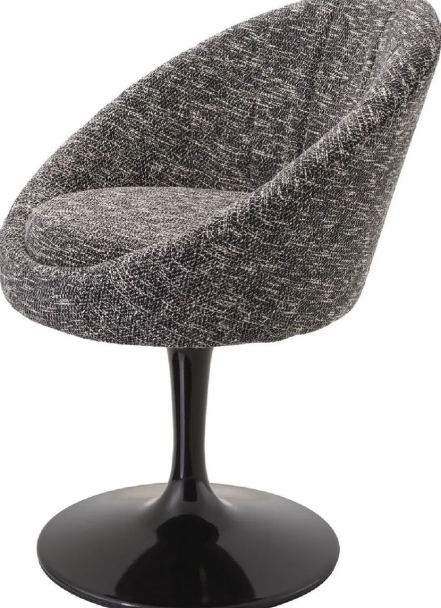 Casa Padrino Luxus Esszimmerstuhl Schwarz 67 x 57 x H. 78,5 cm - Drehstuhl im 60er Jahre Design - Luxus Esszimmer Möbel