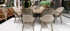 Casa Padrino Luxus Esszimmer Stuhl 6er Set Grau / Gold - Luxus Küchenstühle - Esszimmer Möbel - Restaurant Möbel - Luxus Möbel