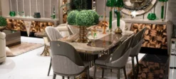 Casa Padrino Luxus Esszimmer Stuhl 6er Set Grau / Gold - Luxus Küchenstühle - Esszimmer Möbel - Restaurant Möbel - Luxus Möbel