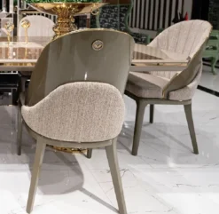 Casa Padrino Luxus Esszimmer Stuhl 6er Set Grau / Gold - Luxus Küchenstühle - Esszimmer Möbel - Restaurant Möbel - Luxus Möbel