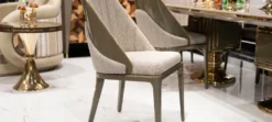Casa Padrino Luxus Esszimmer Stuhl 6er Set Grau / Gold - Luxus Küchenstühle - Esszimmer Möbel - Restaurant Möbel - Luxus Möbel