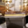 Casa Padrino Luxus Esszimmer Set Grau / Braun / Gold - 1 Esstisch & 6 Esszimmerstühle - Luxus Esszimmer Möbel - Luxus Qualität