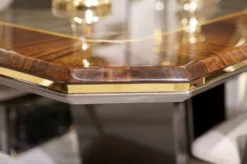 Casa Padrino Luxus Esszimmer Set Grau / Braun / Gold - 1 Esstisch & 6 Esszimmerstühle - Luxus Esszimmer Möbel - Luxus Qualität