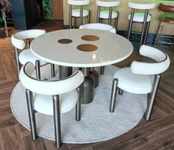 Casa Padrino Luxus Esszimmer Stuhl mit gebogener Rückenlehne Weiß / Grau - Esszimmer Möbel