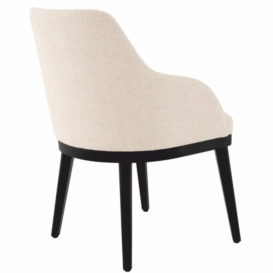 Casa Padrino Luxus Esszimmer Stuhl mit Armlehnen Naturfarben / Schwarz H. 79 cm