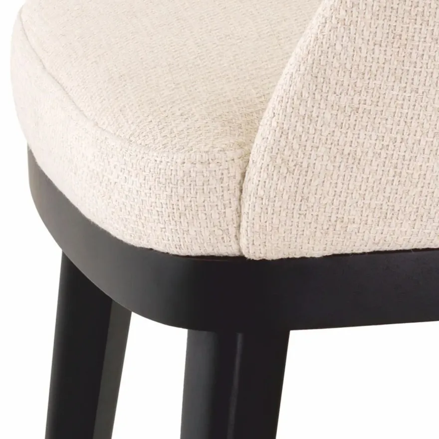 Casa Padrino Luxus Esszimmer Stuhl mit Armlehnen Naturfarben / Schwarz H. 79 cm